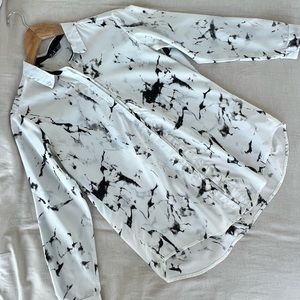 Marble printed button-down shirt